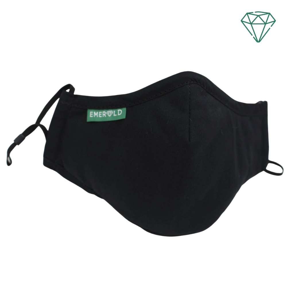 3-Pack Black 100% Cotton Reusable Face Masks - Adjustable, Washable, Unisex